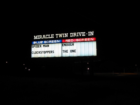 Miracle Twin Drive-In Theatre - Marquee At Night - Photo From Water Winter Wonderland (newer photo)